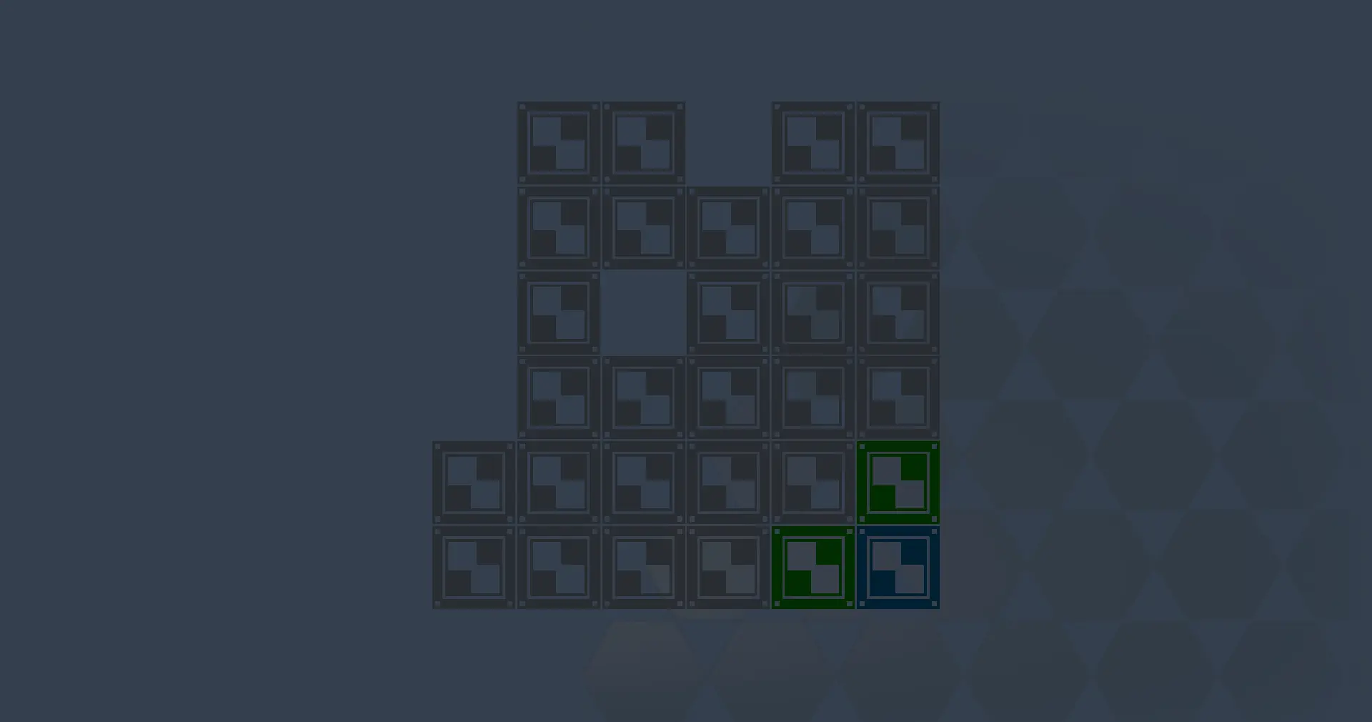 A grid of squares with the player in the bottom right corner.